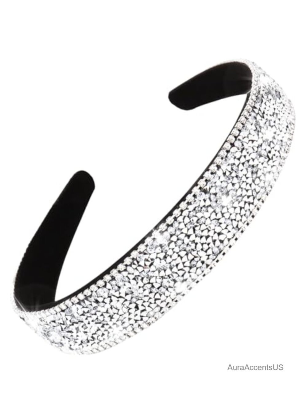 Rhinestone Headband Silver Bling Sparkly Diamond Non-Slip Hair Accessory